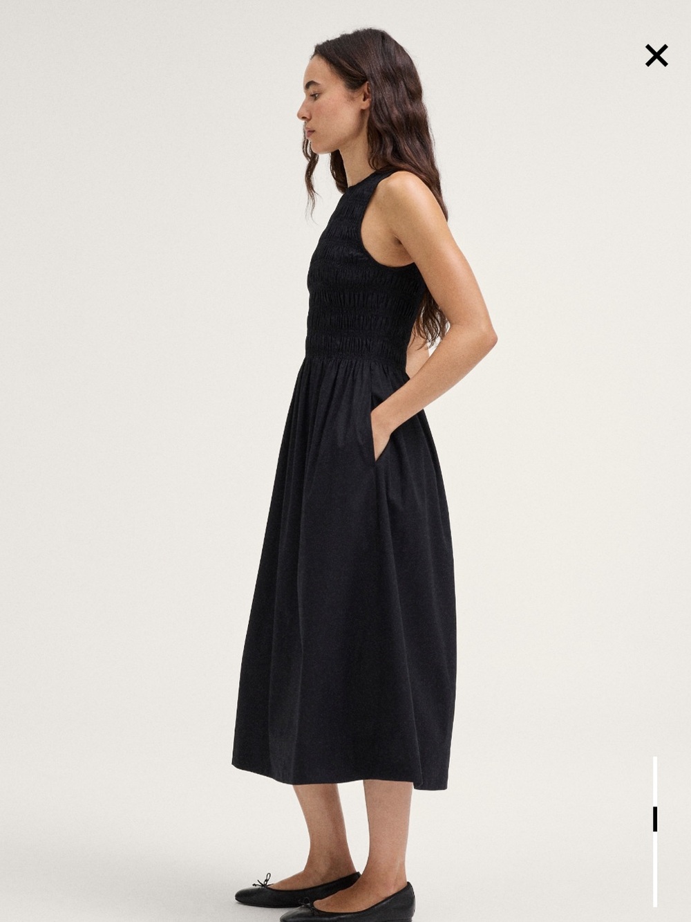 Madewell Black Smocked Midi Dress